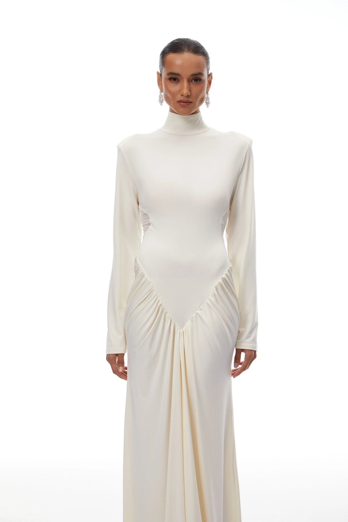 Harriet White Cut Out Ruched Maxi Dress