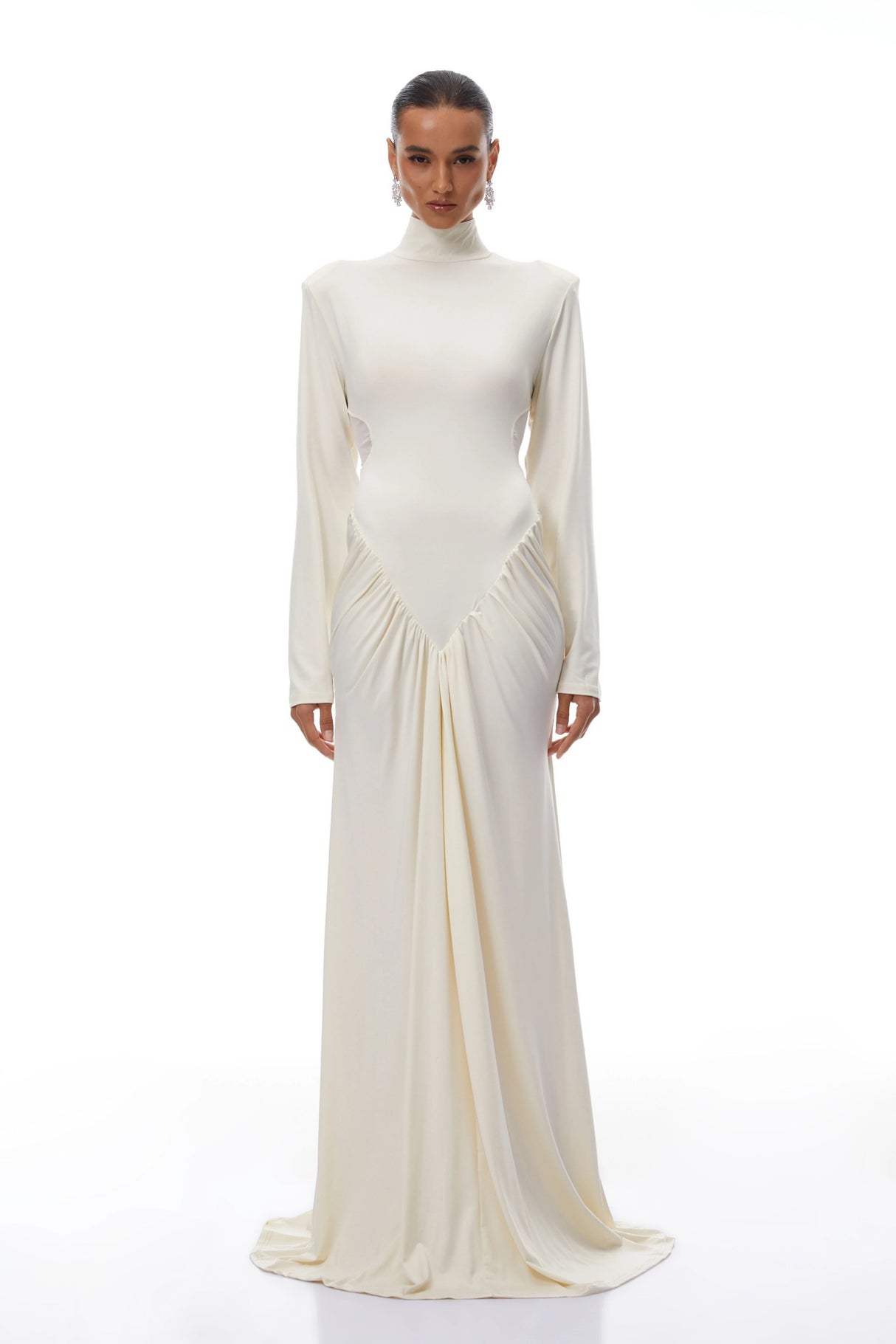 Harriet White Cut Out Ruched Maxi Dress