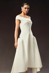 Hattie White Off-the-Shoulder Maxi Dress for Formal Occasions