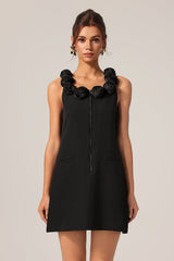 Haven Black Floral Sleeveless Mini Dress