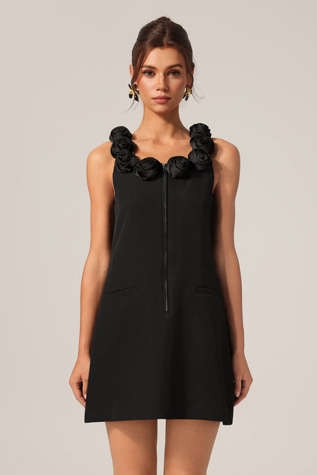 Haven Black Floral Sleeveless Mini Dress