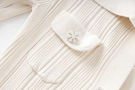 Haven Dress - Fitted Silhouette Flared Hemline - Button - Down Front Pockets - Form - Fitting Accentuates Waist - Lightweight Ribbed Knit Fabric