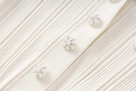 Haven Dress - Fitted Silhouette Flared Hemline - Button - Down Front Pockets - Form - Fitting Accentuates Waist - Lightweight Ribbed Knit Fabric