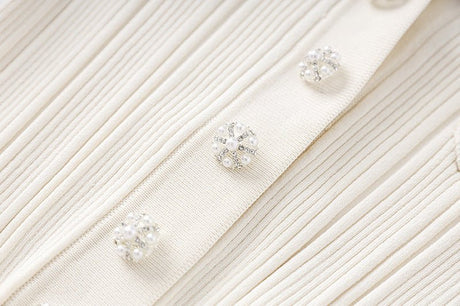 Haven Dress - Fitted Silhouette Flared Hemline - Button - Down Front Pockets - Form - Fitting Accentuates Waist - Lightweight Ribbed Knit Fabric