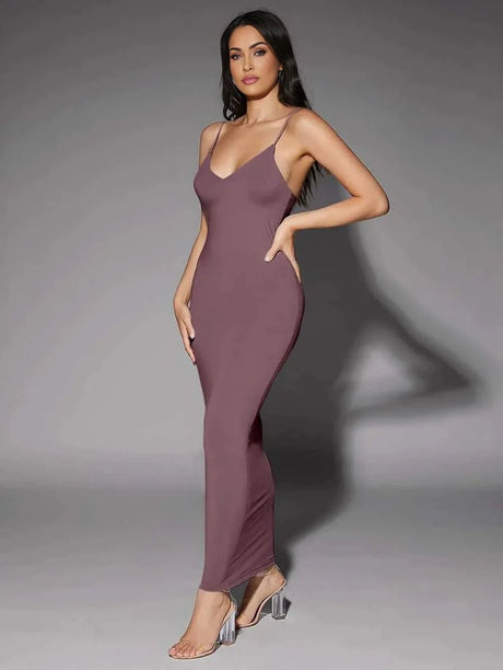Haven Maxi Dress - Refined Style - High Stretch Fabric Elasticity - Slim Fit Type - Pencil Hem Shaped - Sleeveless Length - Premium Quality