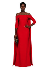 Havva Red Maxi Dress with Cape Sleeves