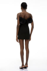 Hayley Black 3D Petal Mini Dress