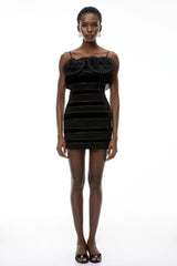 Hayley Black 3D Petal Mini Dress