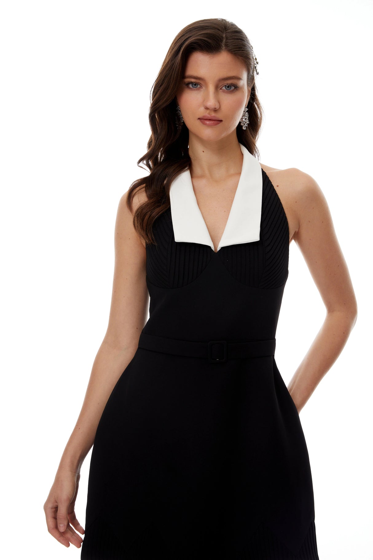Hazel Black Color Block Mini Dress