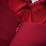 Hazel Burgundy Asymmetrical Draped Maxi Dress