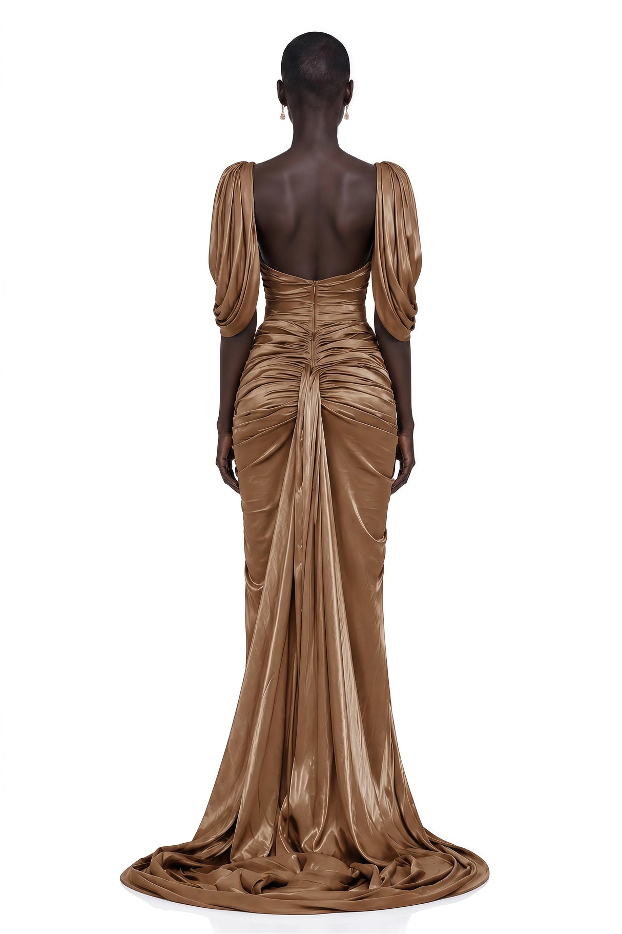 Hazel Gold Asymmetrical Draped Maxi Dress