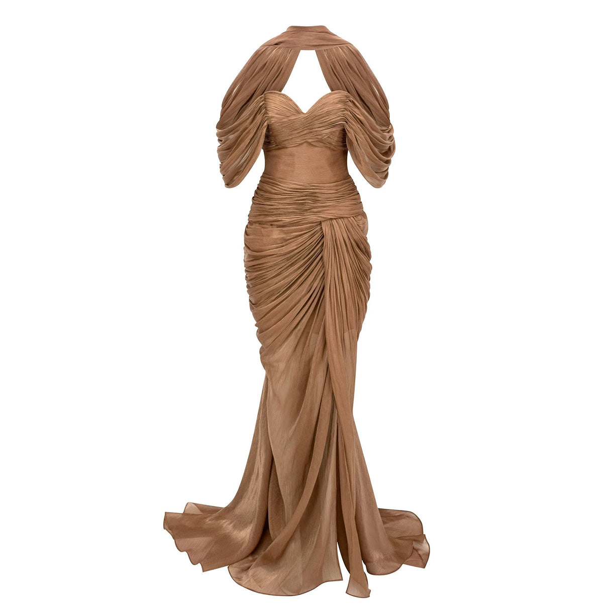 Hazel Gold Asymmetrical Draped Maxi Dress