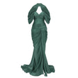 Hazel Green Asymmetrical Draped Maxi Dress