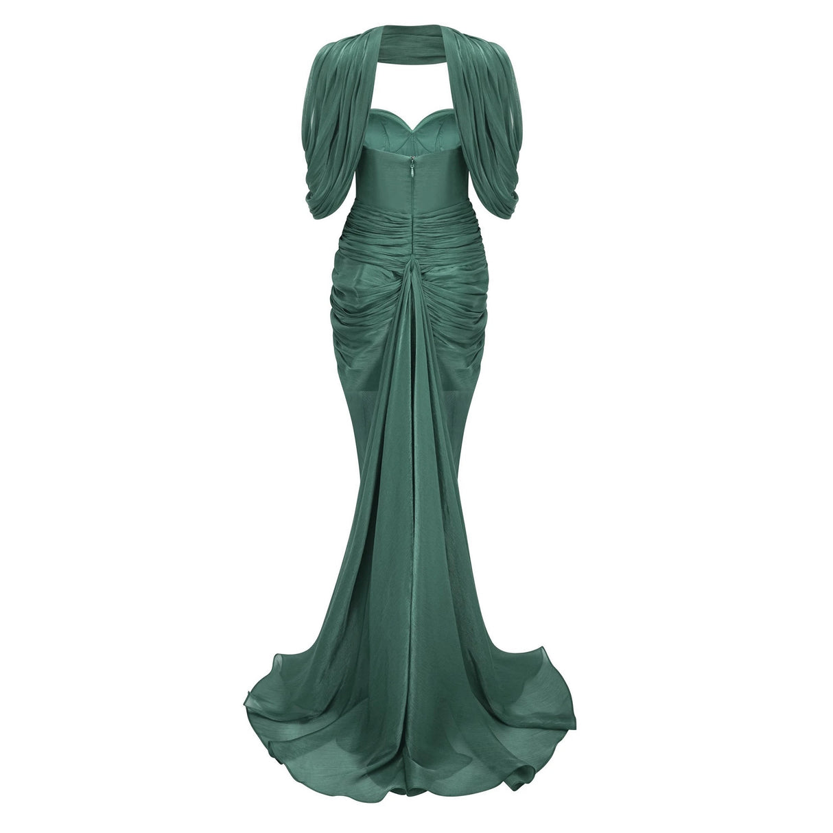Hazel Green Asymmetrical Draped Maxi Dress