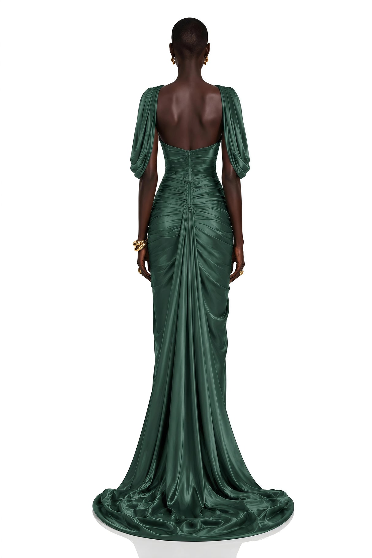 Hazel Green Asymmetrical Draped Maxi Dress