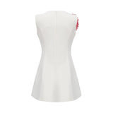 Hazel Mini Dress White 3D - Petal Sleeveless Thigh - Length