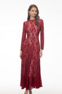 Hazel Red Round Neck Floral Lace Maxi Dress