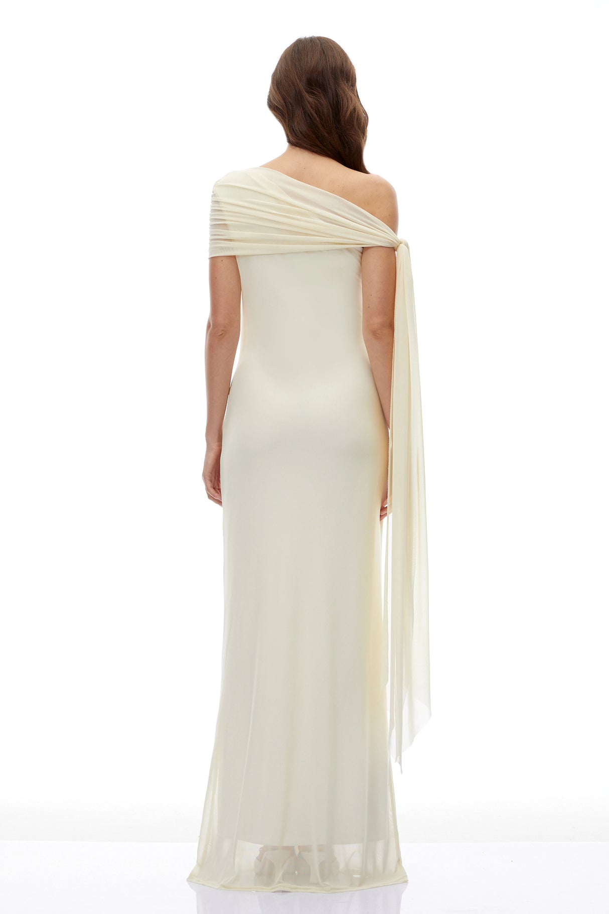 Heather Yellow One Shoulder Asymmetrical Maxi Dress
