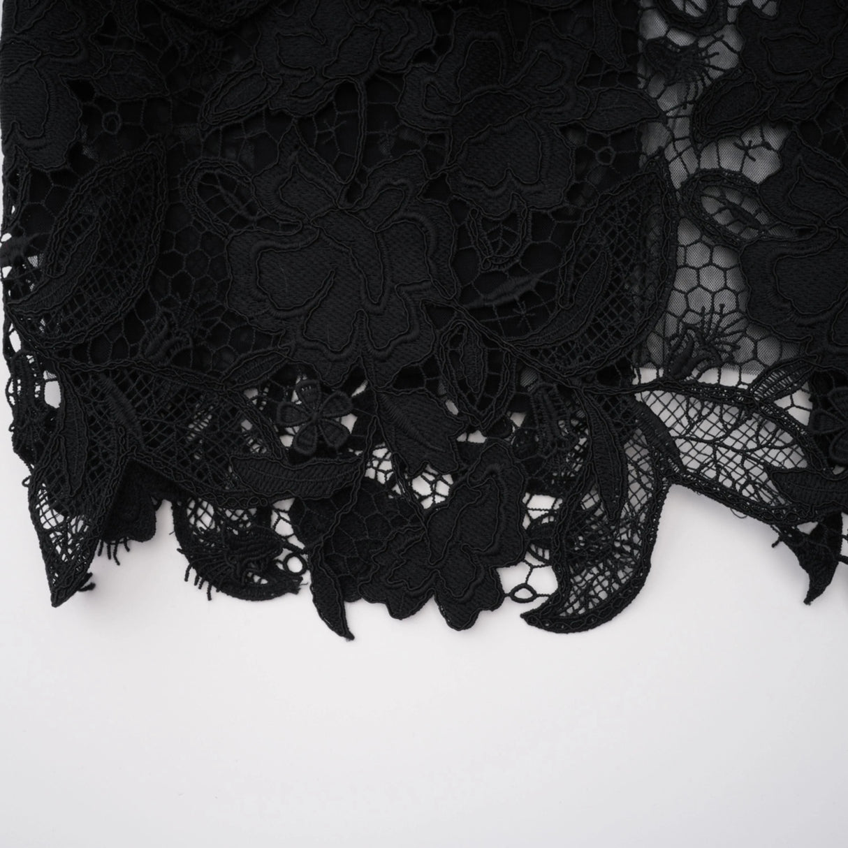 Hecate Black Beaded Lace Maxi Dress with 3D Florals