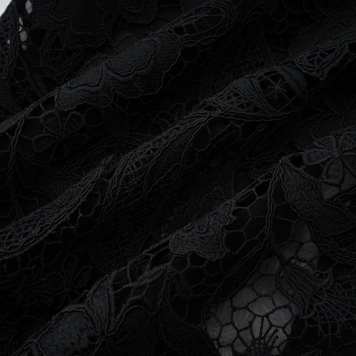 Hecate Black Beaded Lace Maxi Dress with 3D Florals