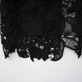 Hecate Black Beaded Lace Maxi Dress with 3D Florals
