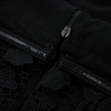 Hecate Black Beaded Lace Maxi Dress with 3D Florals