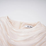 Hege Cream Glossy Ruched Cape Maxi Dress
