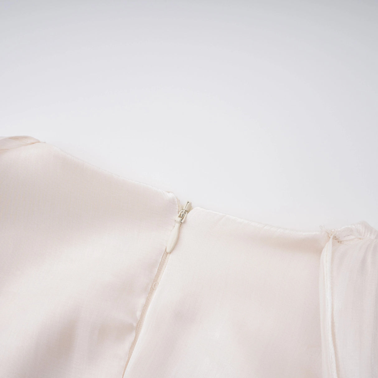 Hege Cream Glossy Ruched Cape Maxi Dress