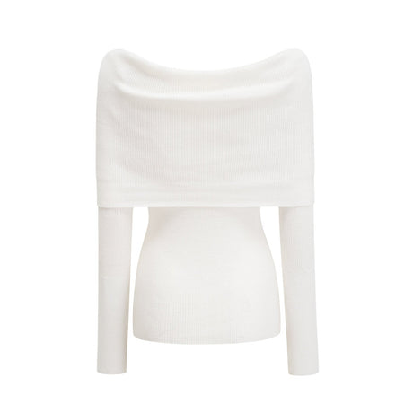 Helena Long Sleeve Top - Twist Design - Fitted Silhouette - Ribbed Knit - Wool Blend