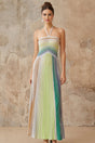 Helena Maxi Dress Green & Multicolor Striped Glitter Halter - neck Tie - Back