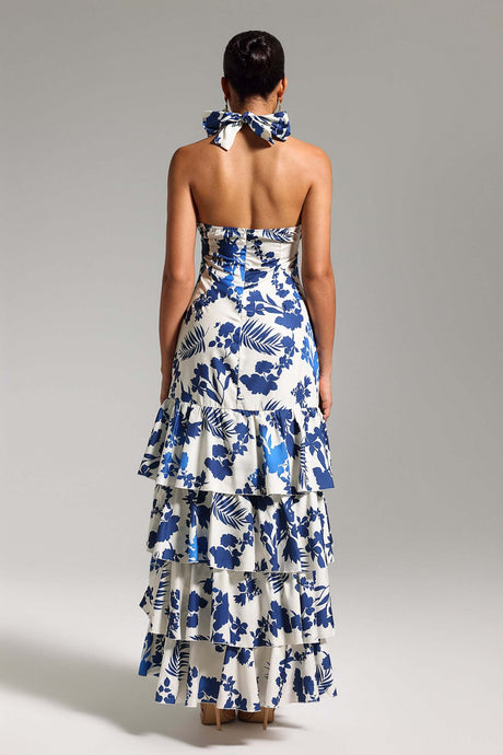 Helena White Floral Halterneck Maxi Dress