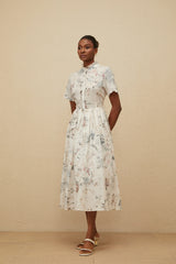 Héloïse White Floral Print Summer Midi Dress