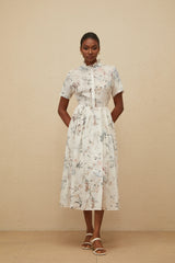 Héloïse White Floral Print Summer Midi Dress