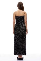 Henrietta Black Sweetheart Sequin Maxi Dress