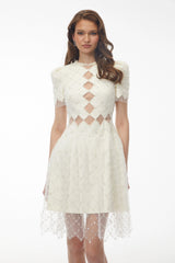Henrietta Ivory Sequin Mini Dress with Mesh Panels