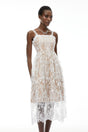 Hermione White Floral Embroidered Lace Midi Dress