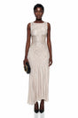 Hestia Champagne Ruched Asymmetrical Maxi Dress