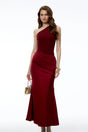 Hestia Red Ruched Maxi Dress with Satin Panels