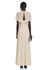 Hikawera White Lace Maxi Dress with Cape
