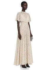 Hikawera White Lace Maxi Dress with Cape