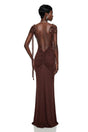 Hilde Brown Square Neck Bodycon Maxi Dress