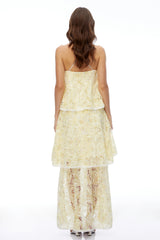 Hine Cream Halterneck Lace Maxi Dress