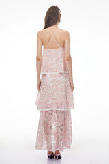 Hine Pink Halterneck Lace Maxi Dress