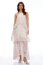 Hine Pink Halterneck Lace Maxi Dress