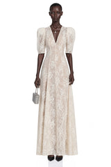 Hinekawa White VNeck Lace Maxi Dress