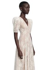 Hinekawa White VNeck Lace Maxi Dress