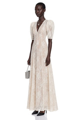 Hinekawa White VNeck Lace Maxi Dress