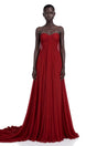 Hohipera Red Off Shoulder Pleated Maxi Dress