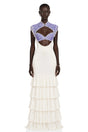 Holly Ivory Floral Lace Ruffled Maxi Dress with CutOuts