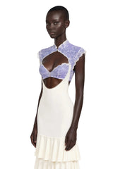 Holly Ivory Floral Lace Ruffled Maxi Dress with CutOuts